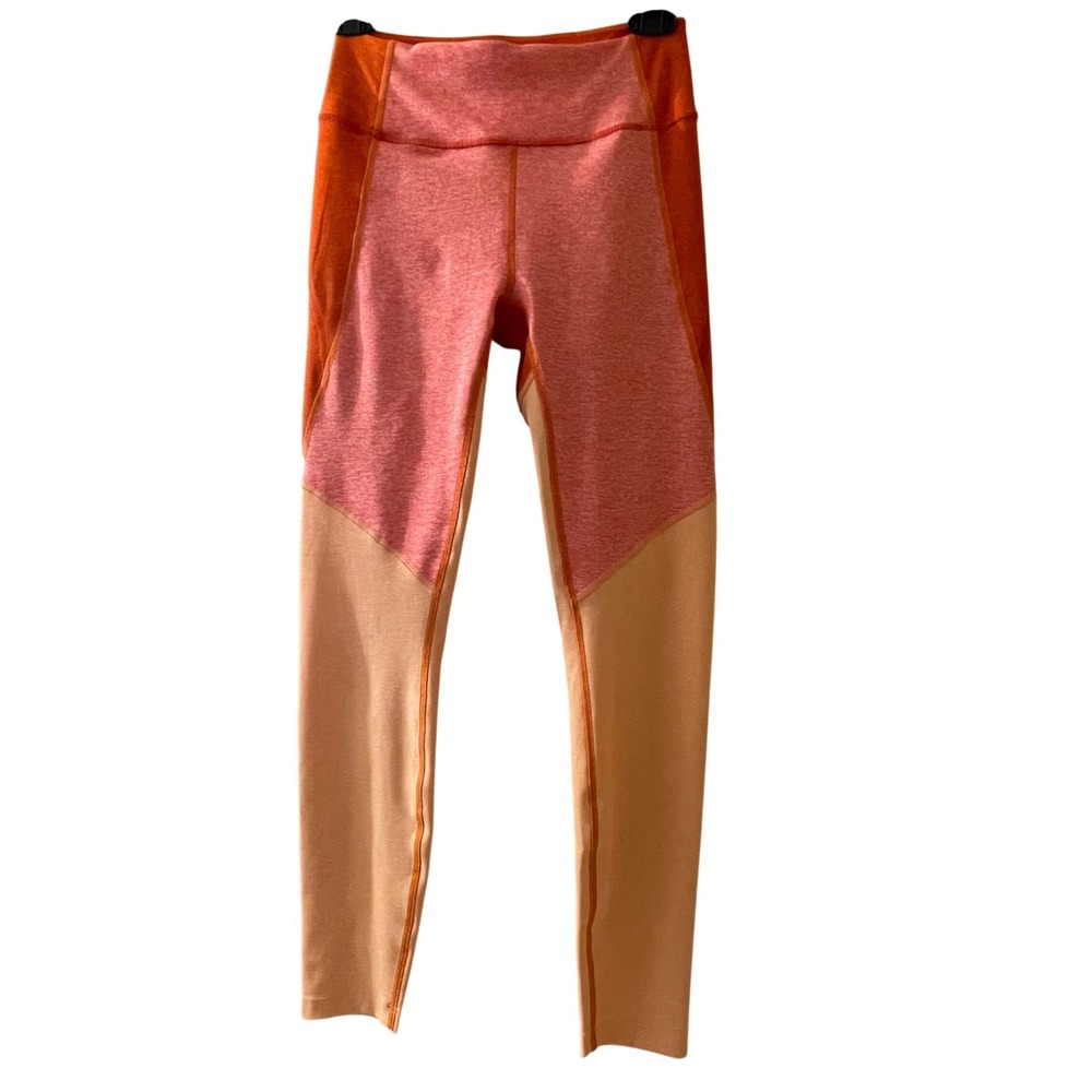 Outdoor Voices TechSweat Leggings XS Orange Colorblock High Rise 7/8 294768